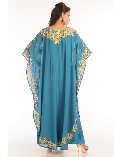 Chic Firozi Georgette Hand Zari Embroidery Farasha