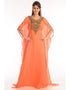 Trendy Peach Georgette Hand Zari Embroidery Farasha