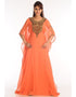 Trendy Peach Georgette Hand Zari Embroidery Farasha