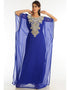 Modern Royal Blue Georgette Hand Zari Embroidery Farasha