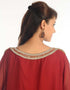 Dubai Maroon Georgette Hand Zari Embroidery Farasha