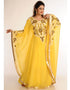Islamic Yellow Georgette Hand Zari Embroidery Farasha