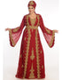 Arabic Maroon Georgette Hand Zari Embroidery Kaftan