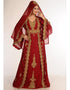 Arabic Maroon Georgette Hand Zari Embroidery Kaftan