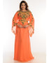 Women Orange Georgette Hand Zari Embroidery Galabiya