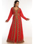 Muslimah Red Georgette Hand Zari Embroidery Kaftan