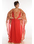 Islamic Red Georgette Hand Zari Embroidery Farasha