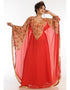 Islamic Red Georgette Hand Zari Embroidery Farasha