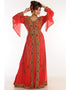 Women Red Georgette Hand Zari Embroidery Kaftan