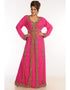 Muslimah Rani Pink Georgette Hand Zari Embroidery Kaftan