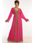 Muslimah Rani Pink Georgette Hand Zari Embroidery Kaftan