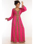 Muslimah Rani Pink Georgette Hand Zari Embroidery Kaftan