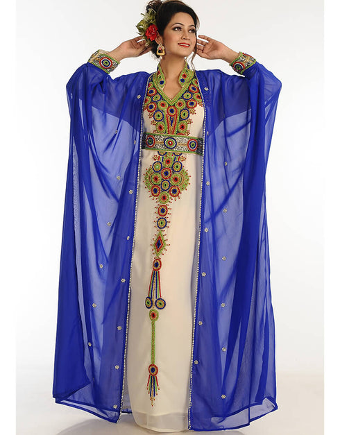 Trendy Multicolor Georgette Hand Zari Embroidery Kaftan