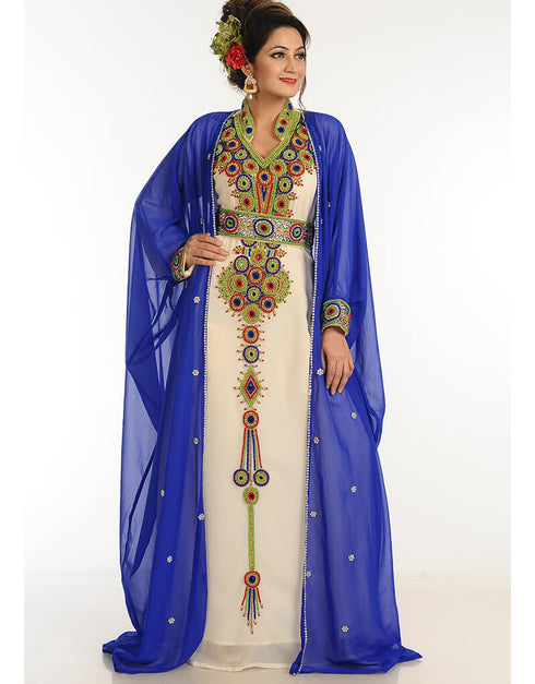 Trendy Multicolor Georgette Hand Zari Embroidery Kaftan