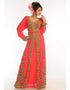 Dubai Peach Georgette Hand Zari Embroidery Kaftan