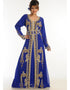 Muslim Blue Georgette Hand Zari Embroidery Kaftan