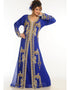 Muslim Blue Georgette Hand Zari Embroidery Kaftan