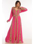 Arabic Red Georgette Hand Zari Embroidery Bridal Kaftan