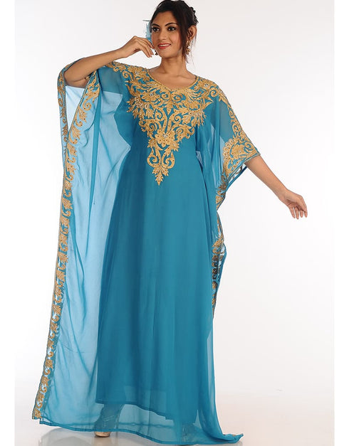 Trendy Firozi Georgette Hand Zari Embroidery Farasha