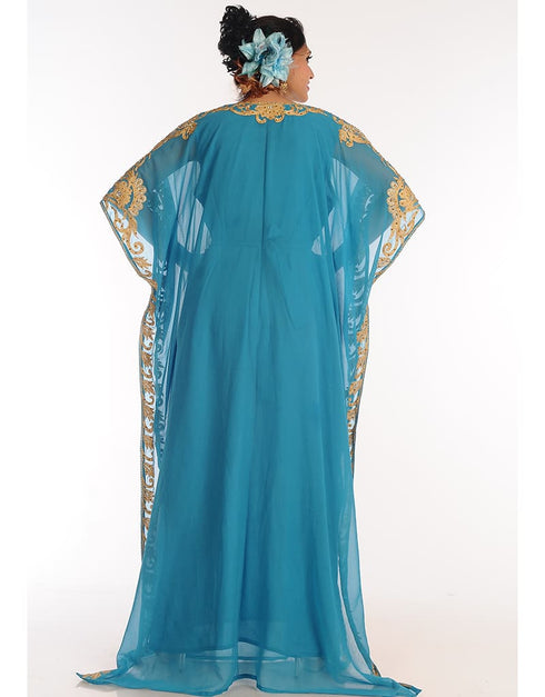 Trendy Firozi Georgette Hand Zari Embroidery Farasha