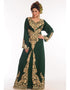 Modest Bottle Green Georgette Hand Zari Embroidery Kaftan
