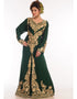 Modest Bottle Green Georgette Hand Zari Embroidery Kaftan