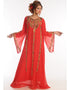 Islamic Red Georgette Hand Zari Embroidery Galabiya