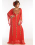 Islamic Red Georgette Hand Zari Embroidery Galabiya
