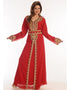 Arabic Red Georgette Hand Zari Embroidery Kaftan