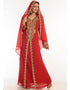 Arabic Red Georgette Hand Zari Embroidery Kaftan