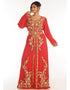 Trendy Red Georgette Hand Zari Embroidery Kaftan