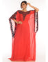 Muslim Red Georgette Hand Zari Embroidery Farasha
