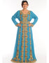 Arabic Firozi Georgette Hand Zari Embroidery Kaftan