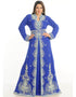 Women Royal Blue Georgette Hand Zari Embroidery Kaftan