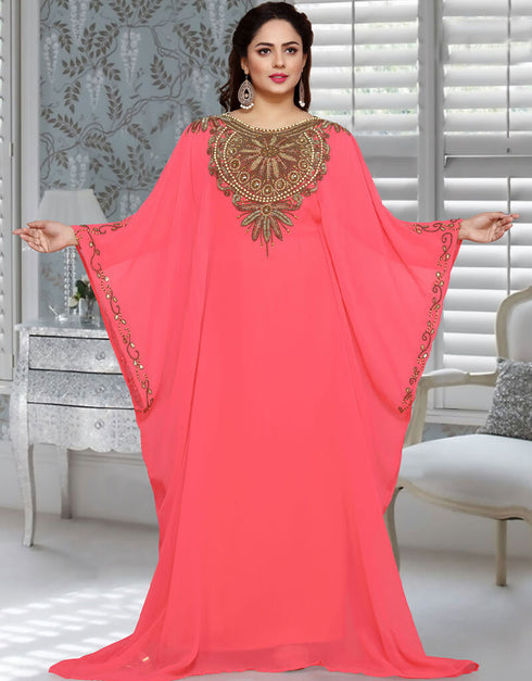 Stylist Pink Georgette Embroidery Worked Farasha