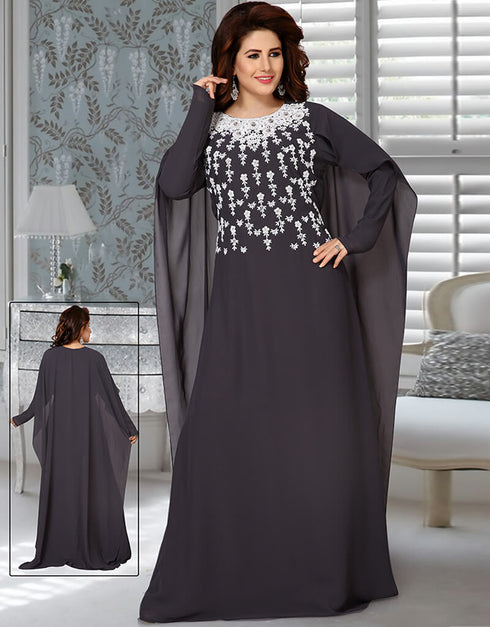 Muslimah Black Georgette Dubai Kaftan