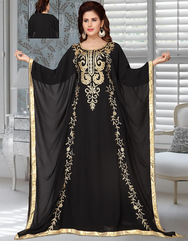 Black Beaded Georgette Dara