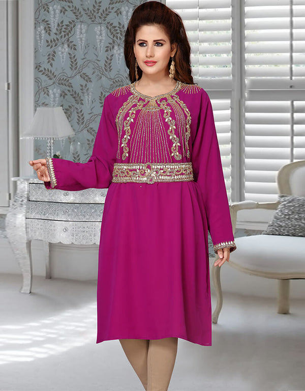 Modern Pink Georgette Short Kaftan