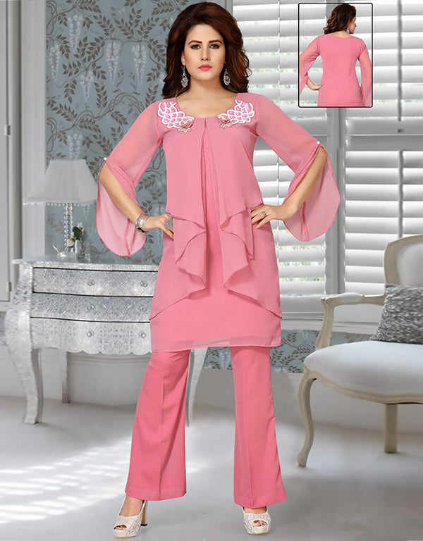 Modest Pink Georgette Salwar Kameez
