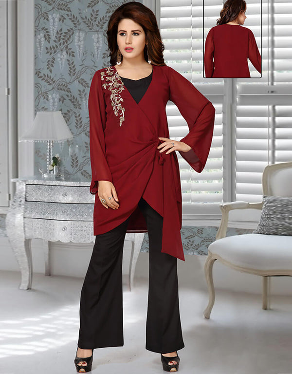 Chic Maroon Georgette Salwar Kameez