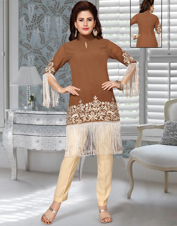 Modern Coffee Georgette Salwar Kameez