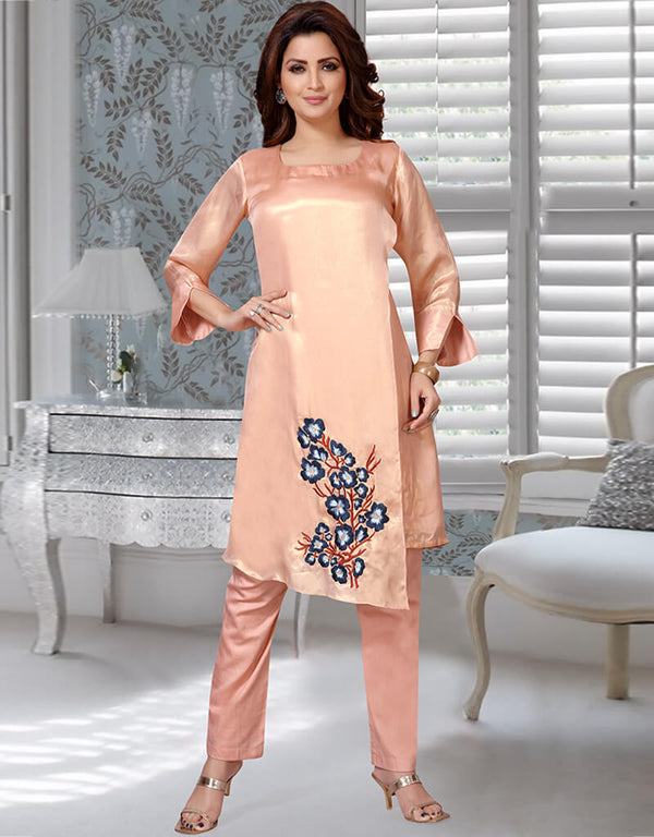 Modest Gold Georgette Salwar Kameez