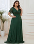 V Neck Chiffon Plus Size Evening Dress For Women