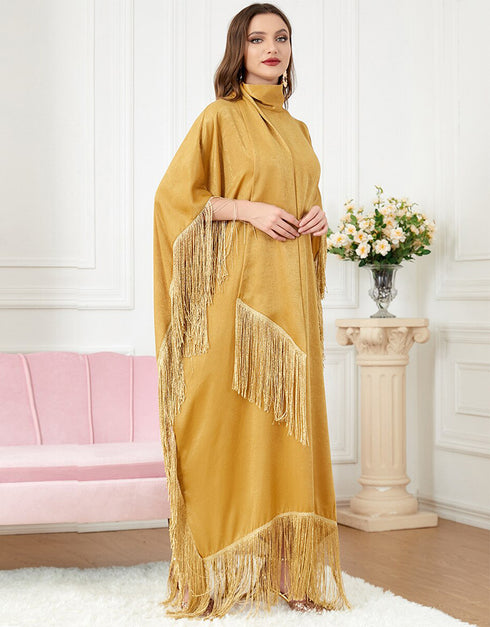 TASSEL Decorated Yellow Party Evening Abaya