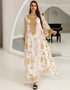 White Gold Floral Embroidery Women Dress