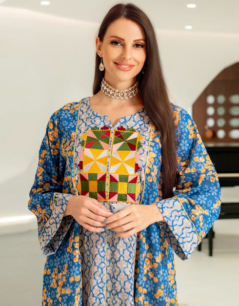 Jacquard Cotton Embroidered Traditional Long Arab Dress