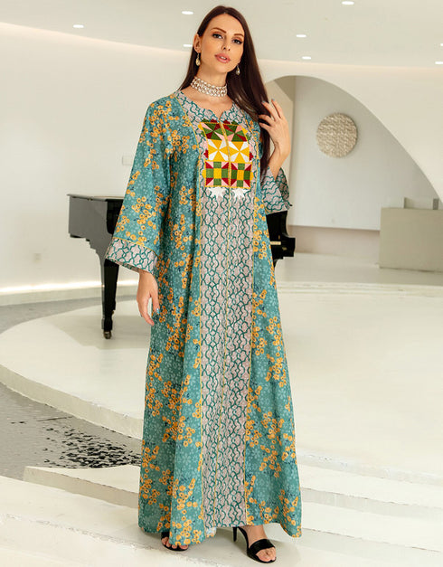 Jacquard Cotton Embroidered Traditional Long Arab Dress