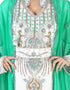 Chic Mint Green Colored Embroidery worked Kaftan