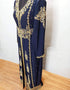 Modest V neck Moroccan Style embroidered kaftan Black