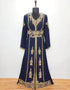 Modest V neck Moroccan Style embroidered kaftan Black